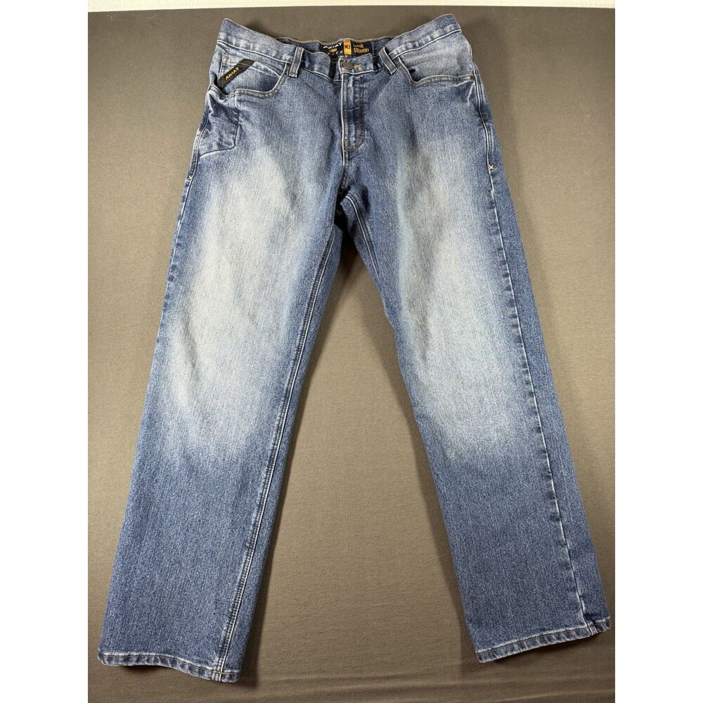 Ariat Rebar M3 Loose Straight Jeans Mens 34x32 Blue Denim Work Wear Stretch